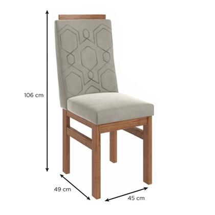 Imagem de Conjunto Sala De Jantar Mesa 90X120Cm T Vidro Com 4 Cadeiras Madeira Maciça Tecido Joli