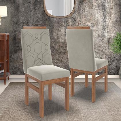 Imagem de Conjunto Sala De Jantar Mesa 90X120Cm T Vidro Com 4 Cadeiras Madeira Maciça Tecido Joli