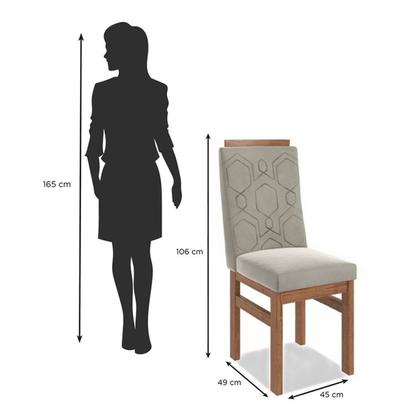 Imagem de Conjunto Sala de Jantar Mesa 90x120cm Tampo de Vidro com 4 Cadeiras Madeira Maciça