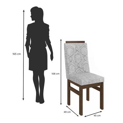 Imagem de Conjunto Sala de Jantar Mesa 90x160cm T Vidro com 6 Cadeiras Madeira Maciça Tecido Joli