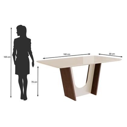 Imagem de Conjunto Sala de Jantar Mesa 90x160cm T Vidro com 6 Cadeiras Madeira Maciça Tecido Joli