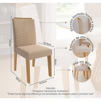 Imagem de Conjunto Sala de Jantar Mesa Ágata 130x80cm Tampo Vidro/MDF com 4 Cadeiras Clarice