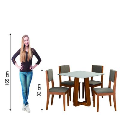 Imagem de Conjunto Sala de Jantar Mesa Athenas Quadrada 0,90m 4 Cadeiras Trento Dobuê