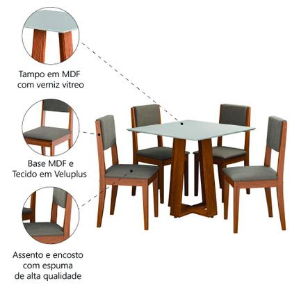 Imagem de Conjunto Sala de Jantar Mesa Athenas Quadrada 0,90m 4 Cadeiras Trento Dobuê