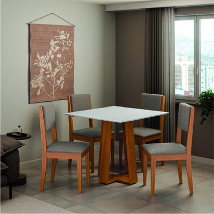 Imagem de Conjunto Sala de Jantar Mesa Athenas Quadrada 0,90m 4 Cadeiras Trento Dobuê