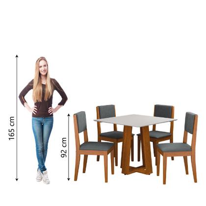 Imagem de Conjunto Sala de Jantar Mesa Athenas Quadrada 0,90m 4 Cadeiras Trento Dobuê