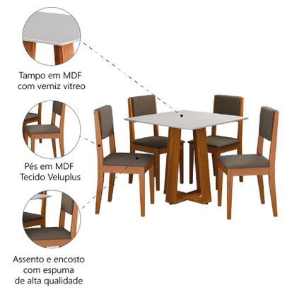 Imagem de Conjunto Sala de Jantar Mesa Athenas Quadrada 0,90m 4 Cadeiras Trento Dobuê