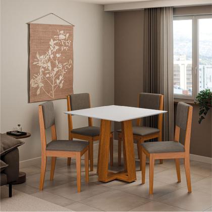 Imagem de Conjunto Sala de Jantar Mesa Athenas Quadrada 0,90m 4 Cadeiras Trento Dobuê
