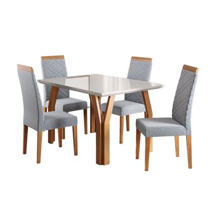 Imagem de Conjunto Sala de Jantar Mesa Atlas 120cm Tampo Vidro com 4 Cadeiras Atlas Madetal