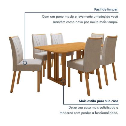 Imagem de Conjunto Sala de Jantar Mesa Bold 170cm Tampo sem Vidro e 6 Cadeiras Pés Madeira Maciça Jade