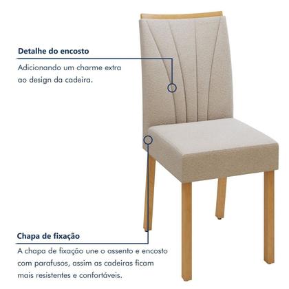 Imagem de Conjunto Sala de Jantar Mesa Bold 170cm Tampo sem Vidro e 6 Cadeiras Pés Madeira Maciça Jade