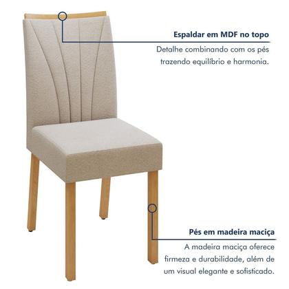 Imagem de Conjunto Sala de Jantar Mesa Bold 170cm Tampo sem Vidro e 6 Cadeiras Pés Madeira Maciça Jade