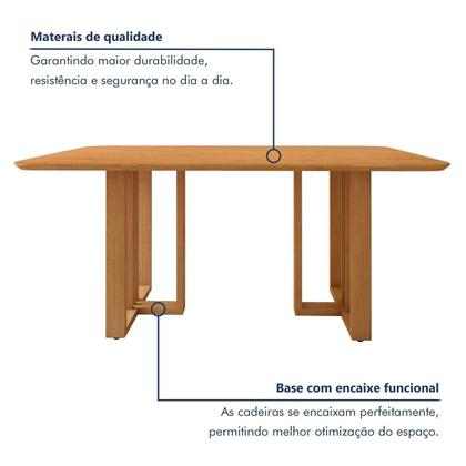 Imagem de Conjunto Sala de Jantar Mesa Bold 170cm Tampo sem Vidro e 6 Cadeiras Pés Madeira Maciça Jade