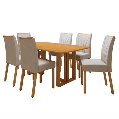 Imagem de Conjunto Sala de Jantar Mesa Bold 170cm Tampo sem Vidro e 6 Cadeiras Pés Madeira Maciça Jade