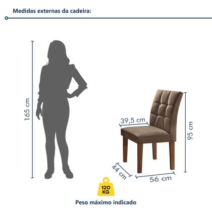 Imagem de Conjunto Sala de Jantar Mesa Classic Tampo de Vidro 4 Cadeiras Vitória