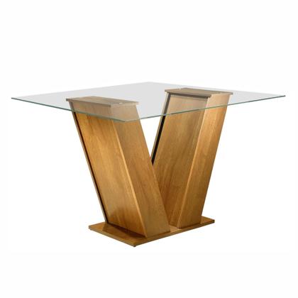 Imagem de Conjunto Sala de Jantar Mesa Classic Tampo de Vidro 4 Cadeiras Vitória