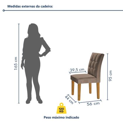 Imagem de Conjunto Sala de Jantar Mesa Classic Tampo de Vidro 4 Cadeiras Vitória