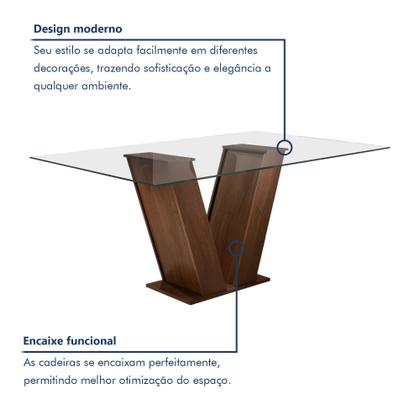 Imagem de Conjunto Sala de Jantar Mesa Classic Tampo de Vidro 6 Cadeiras Vitória