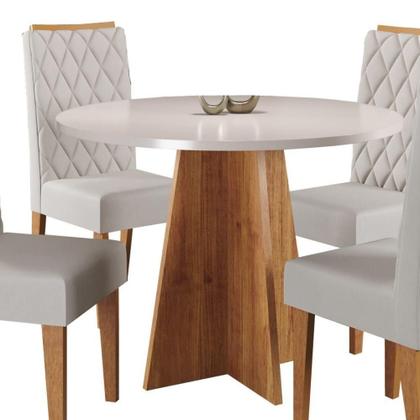 Imagem de Conjunto Sala De Jantar Mesa Columbia Com 4 Cadeiras Iza Mel/blonde/veludo Marfim
