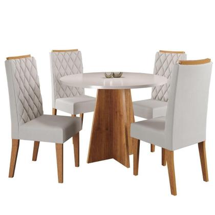 Imagem de Conjunto Sala De Jantar Mesa Columbia Com 4 Cadeiras Iza Mel/blonde/veludo Marfim