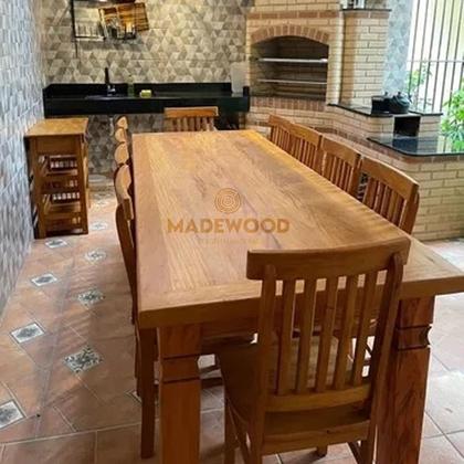 Imagem de Conjunto Sala de Jantar Mesa com 10 Cadeiras Rústicas