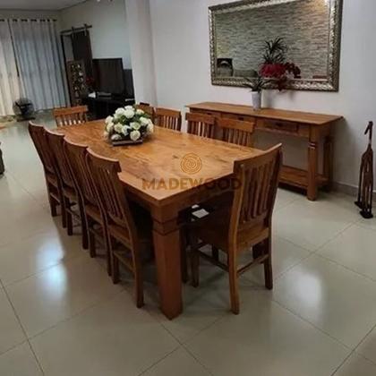 Imagem de Conjunto Sala de Jantar Mesa com 10 Cadeiras Rústicas