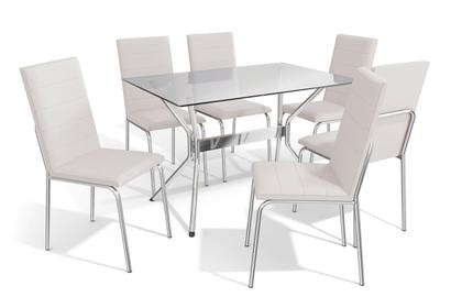 Imagem de Conjunto Sala de Jantar Mesa com 6 Cadeiras Estofadas Cromado 790 Kappesberg Crome