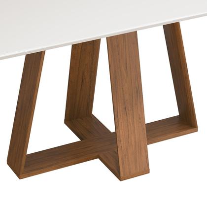 Imagem de Conjunto Sala de Jantar Mesa com 6 Cadeiras Tampo Curvo 160cm Kiara Freijó/Off White Lídia Veludo Kraft - Dj Móveis