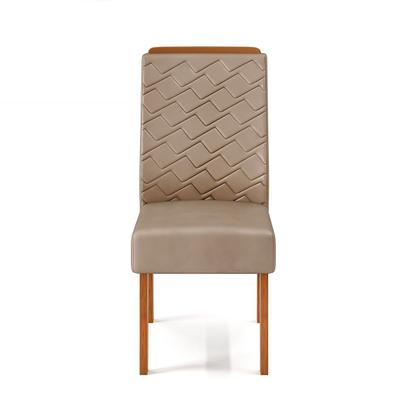 Imagem de Conjunto Sala de Jantar Mesa com 6 Cadeiras Tampo Curvo 160cm Kiara Freijó/Off White Lídia Veludo Kraft - Dj Móveis