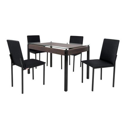 Imagem de Conjunto Sala de Jantar Mesa Dubai 120x75cm Tampo Vidro com 4 Cadeiras