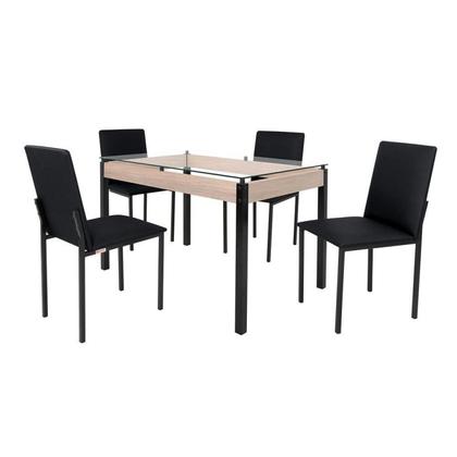 Imagem de Conjunto Sala de Jantar Mesa Dubai 120x75cm Tampo Vidro com 4 Cadeiras