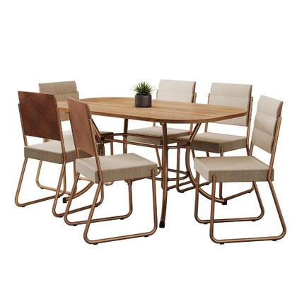 Conjunto Sala de Jantar Mesa e 6 Cadeiras Fênix Carraro Rose Imagem de Conjunto Sala de Jantar Mesa e 6 Cadeiras Fênix Carraro Rose