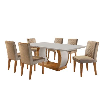Imagem de Conjunto Sala de Jantar Mesa e 6 Cadeiras Kate Espresso Móveis