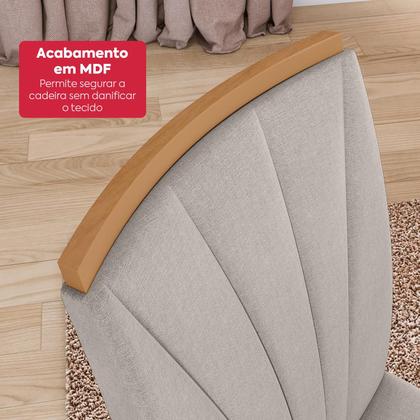 Imagem de Conjunto Sala de Jantar Mesa Easy Pop 120x80cm Tampo MDF 40mm com 4 Cadeiras Confort Linho Mosaico Cinza Amêndoa/Off White