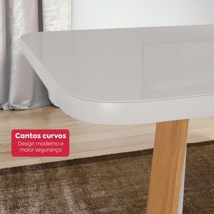 Imagem de Conjunto Sala de Jantar Mesa Easy Pop 120x80cm Tampo MDF 40mm com 4 Cadeiras Confort Linho Mosaico Cinza Amêndoa/Off White