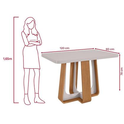 Imagem de Conjunto Sala de Jantar Mesa Easy Pop 120x80cm Tampo MDF 40mm com 4 Cadeiras Confort Linho Mosaico Cinza Amêndoa/Off White