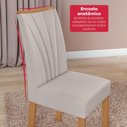 Imagem de Conjunto Sala de Jantar Mesa Easy Pop 120x80cm Tampo MDF 40mm com 4 Cadeiras Confort Linho Mosaico Cinza Amêndoa/Off White