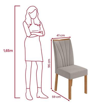 Imagem de Conjunto Sala de Jantar Mesa Easy Pop 170x90cm Tampo MDF com 6 Cadeiras Confort Veludo Liso Capuccino Amêndoa/Off White