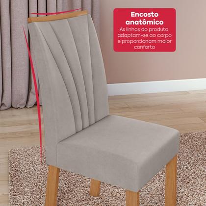 Imagem de Conjunto Sala de Jantar Mesa Easy Pop 170x90cm Tampo MDF com 6 Cadeiras Confort Veludo Liso Capuccino Amêndoa/Off White