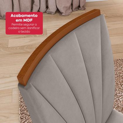 Imagem de Conjunto Sala de Jantar Mesa Easy Pop 170x90cm Tampo MDF com 6 Cadeiras Confort Veludo Liso Capuccino Frassino/Off White