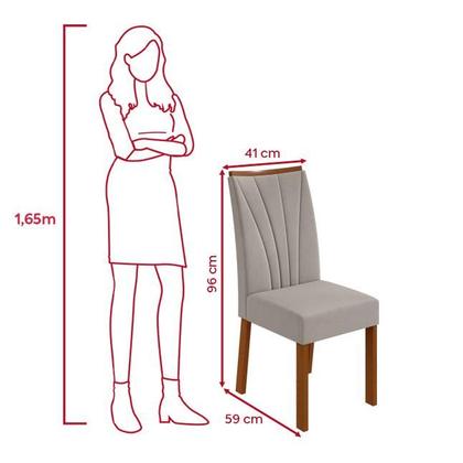 Imagem de Conjunto Sala de Jantar Mesa Easy Pop 170x90cm Tampo MDF com 6 Cadeiras Confort Veludo Liso Capuccino Frassino/Off White