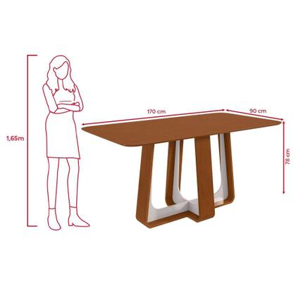 Imagem de Conjunto Sala de Jantar Mesa Easy Pop 170x90cm Tampo MDF com 6 Cadeiras Confort Veludo Liso Capuccino Frassino/Off White