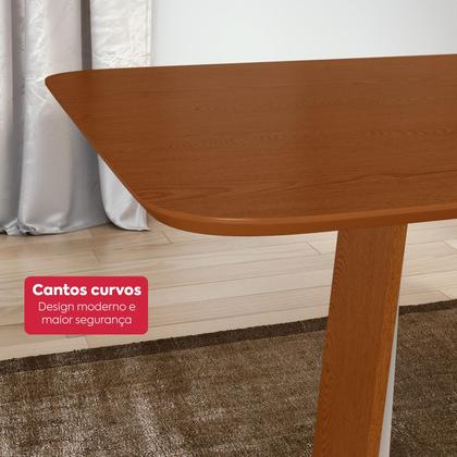Imagem de Conjunto Sala de Jantar Mesa Easy Pop 170x90cm Tampo MDF com 6 Cadeiras Confort Veludo Liso Capuccino Frassino/Off White