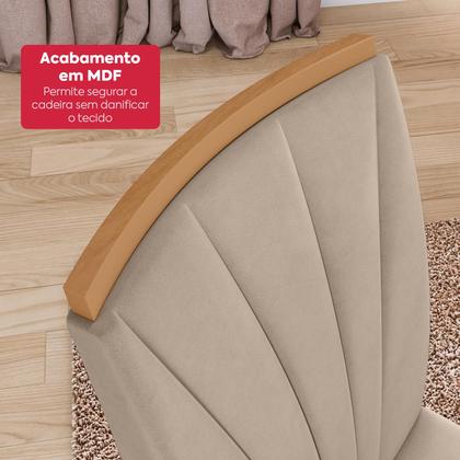 Imagem de Conjunto Sala de Jantar Mesa Easy Pop 170x90cm Tampo MDF com 6 Cadeiras Confort Veludo Naturale Creme Amêndoa/Off White
