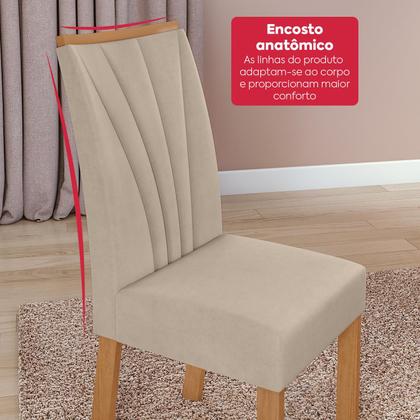 Imagem de Conjunto Sala de Jantar Mesa Easy Pop 170x90cm Tampo MDF com 6 Cadeiras Confort Veludo Naturale Creme Amêndoa/Off White