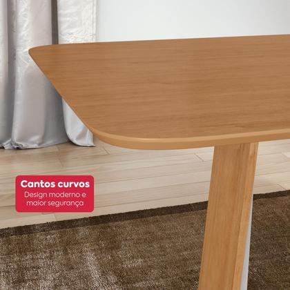 Imagem de Conjunto Sala de Jantar Mesa Easy Pop 170x90cm Tampo MDF com 6 Cadeiras Confort Veludo Naturale Creme Amêndoa/Off White