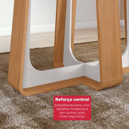 Imagem de Conjunto Sala de Jantar Mesa Easy Pop 170x90cm Tampo Vidro/MDF com 6 Cadeiras Confort Linho Mosaico Cinza Amendoa Clean/off White