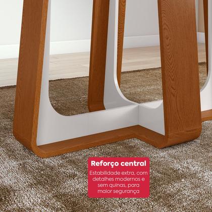 Imagem de Conjunto Sala de Jantar Mesa Easy Pop 170x90cm Tampo Vidro/MDF com 6 Cadeiras Confort Linho Mosaico Cinza Frassino/off White