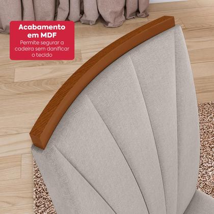 Imagem de Conjunto Sala de Jantar Mesa Easy Pop 170x90cm Tampo Vidro/MDF com 6 Cadeiras Confort Linho Mosaico Cinza Frassino/off White