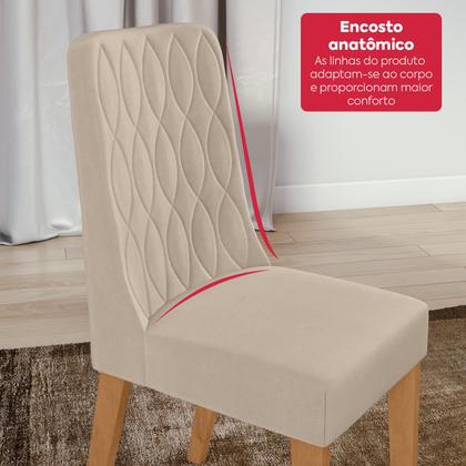 Imagem de Conjunto Sala de Jantar Mesa Easy Pop 170x90cm Tampo Vidro/MDF com 6 Cadeiras Seat Veludo Naturale Creme Amendoa/Off White